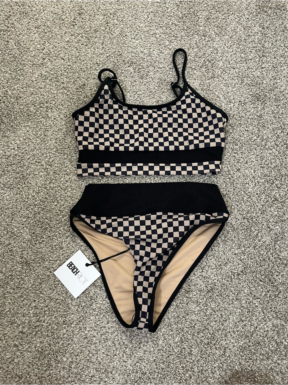 New Beach Riot Checkered Two Piece SwimSuit